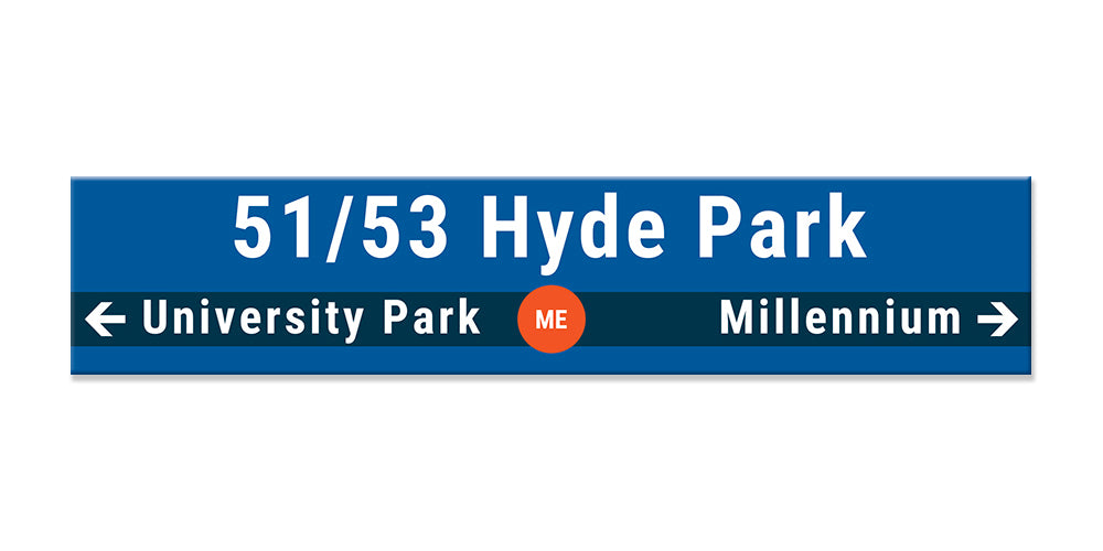 51st/53rd Street/Hyde Park Sign