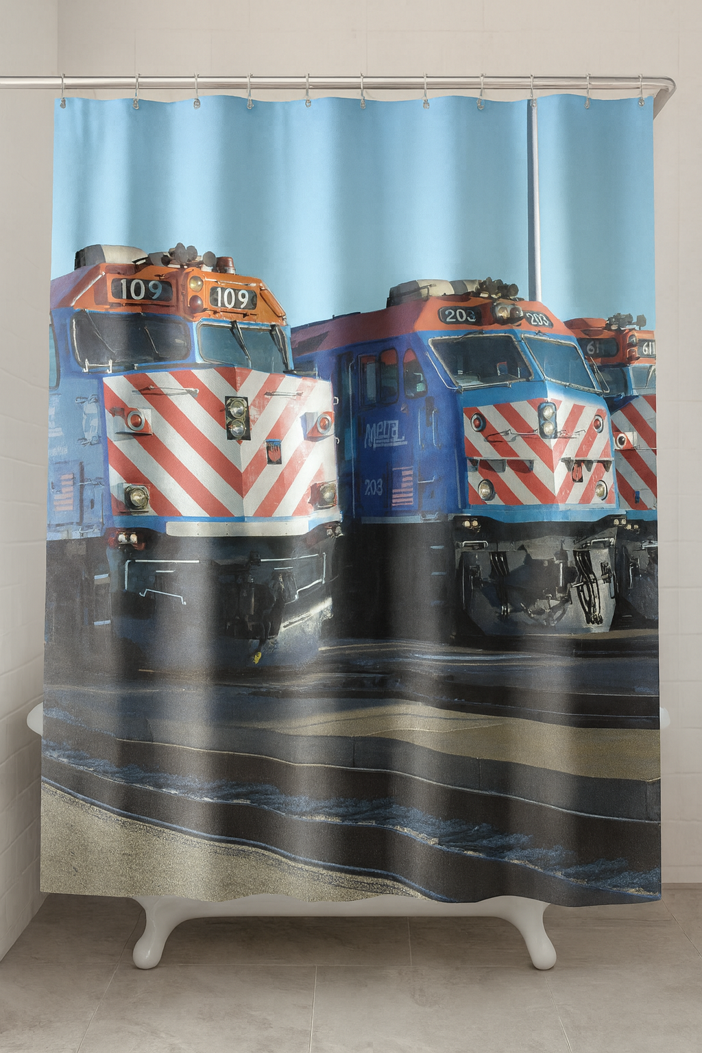 Metra Trains 109 & 203 Shower Curtain