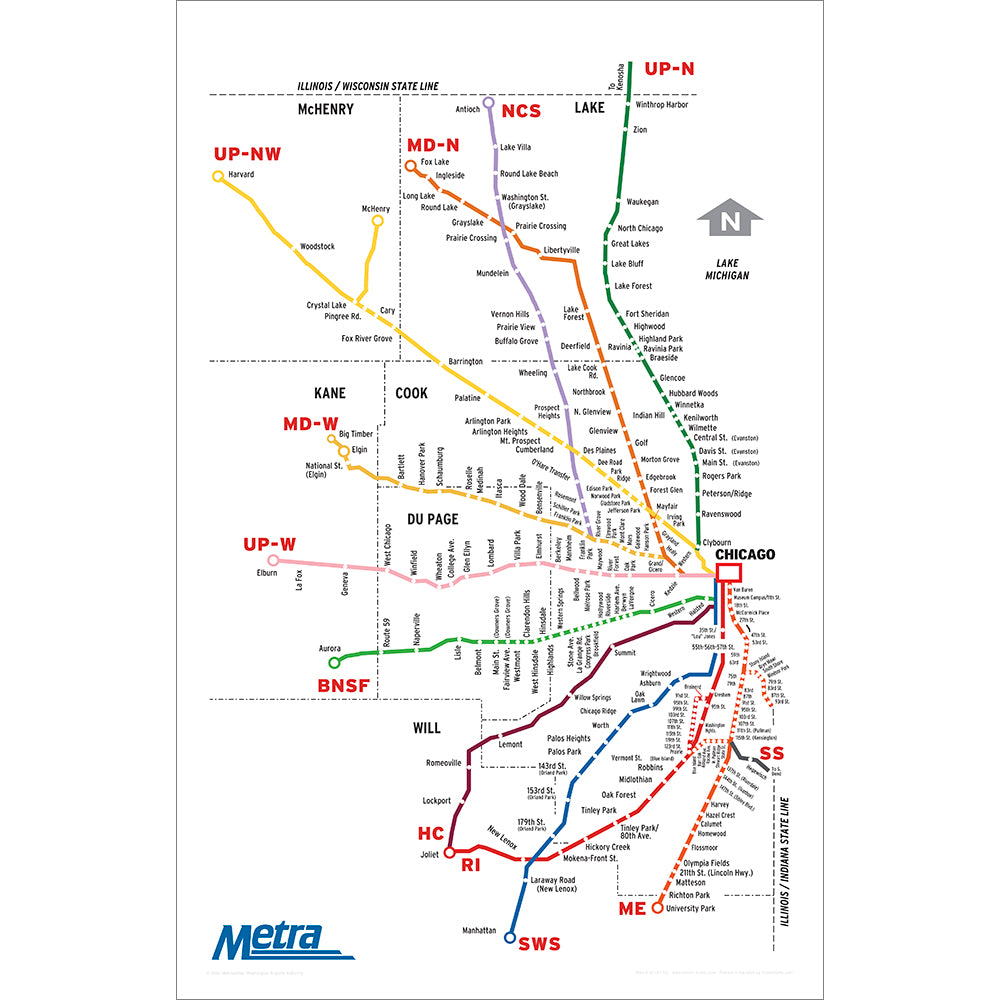 Metra Map Print