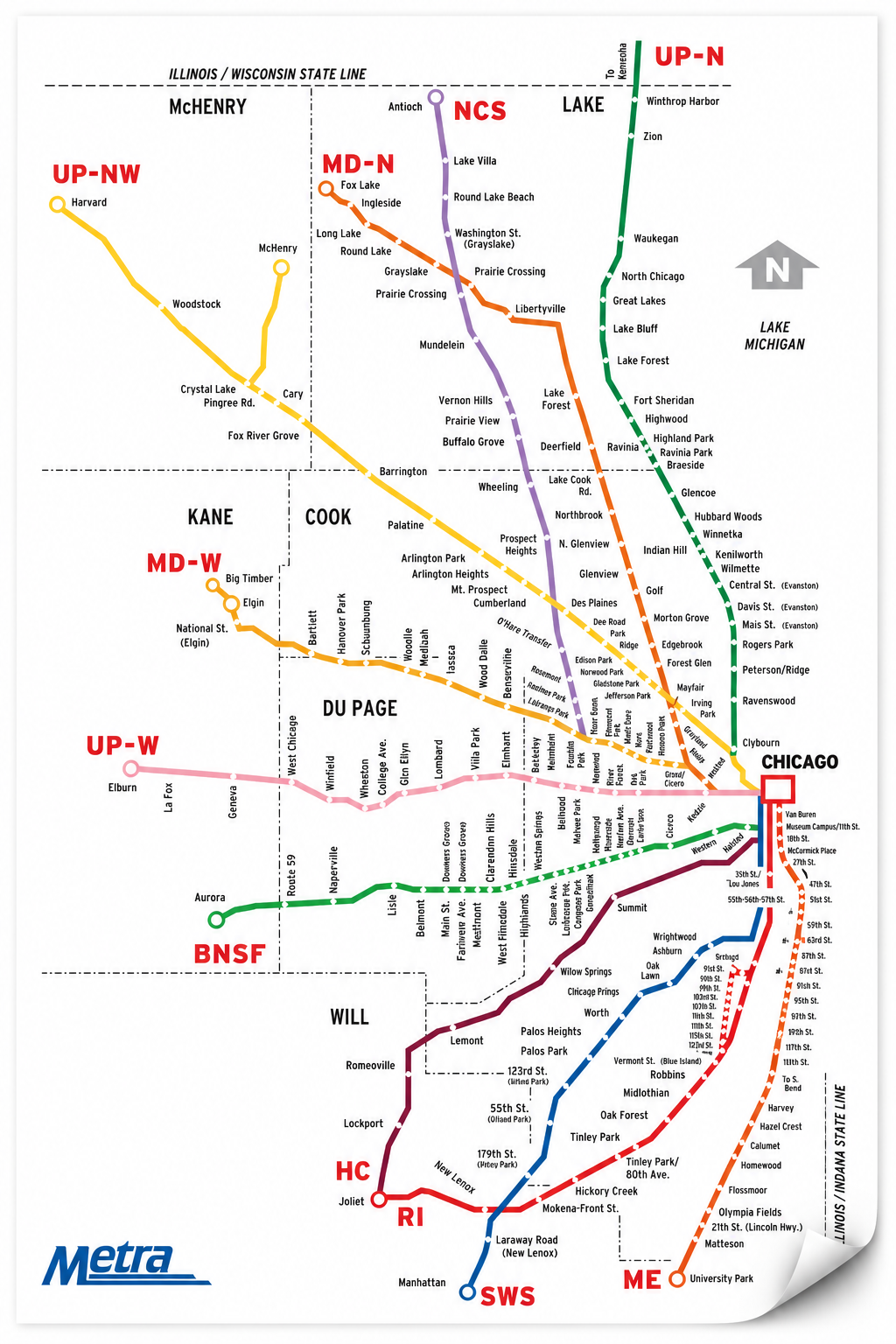 Metra Map Poster