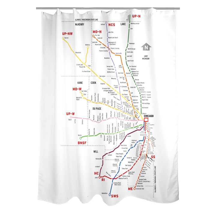 Metra Map Shower Curtain